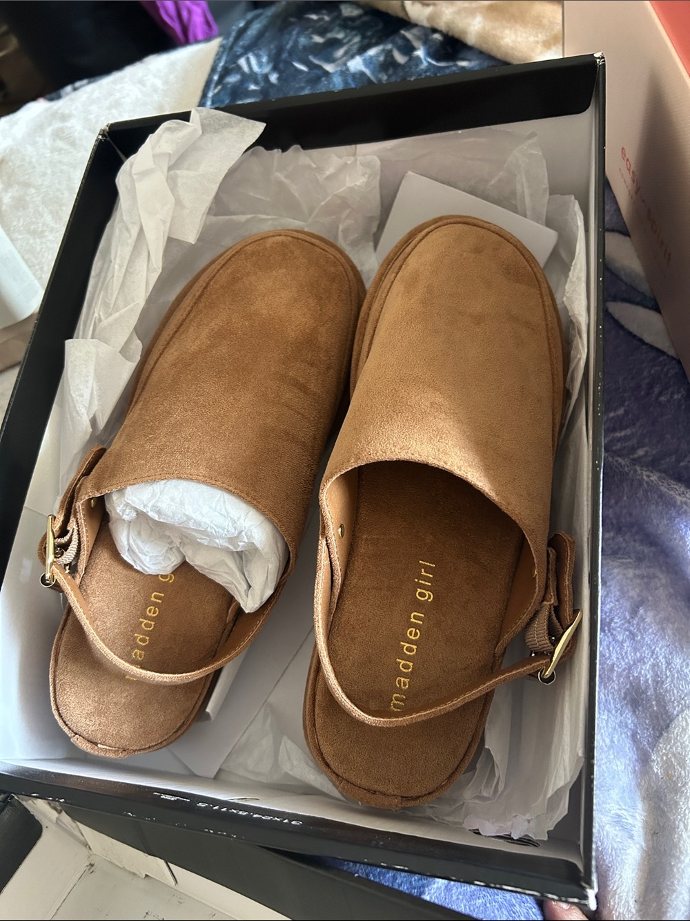 Madden Girl Camel Suede Slingback Mules